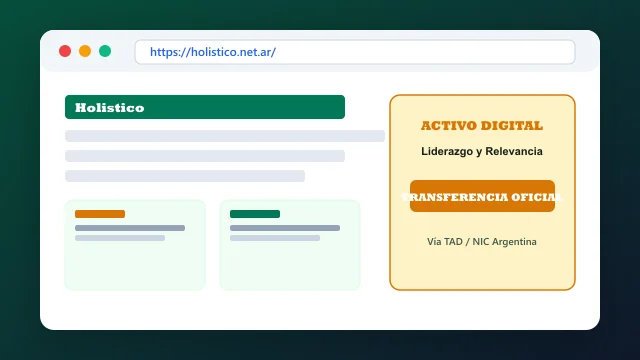 Vista del activo digital estratégico holistico.net.ar y transferencia formal