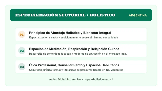 Pilares temáticos y especialización sectorial de Holistico en Argentina
